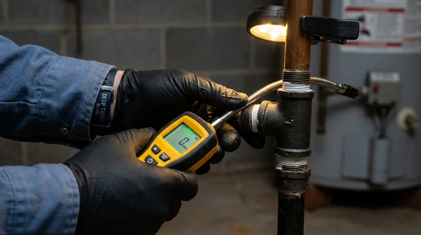 Gas leak detection with electronic sniffer by Johns Plumbing LLC in Plainview