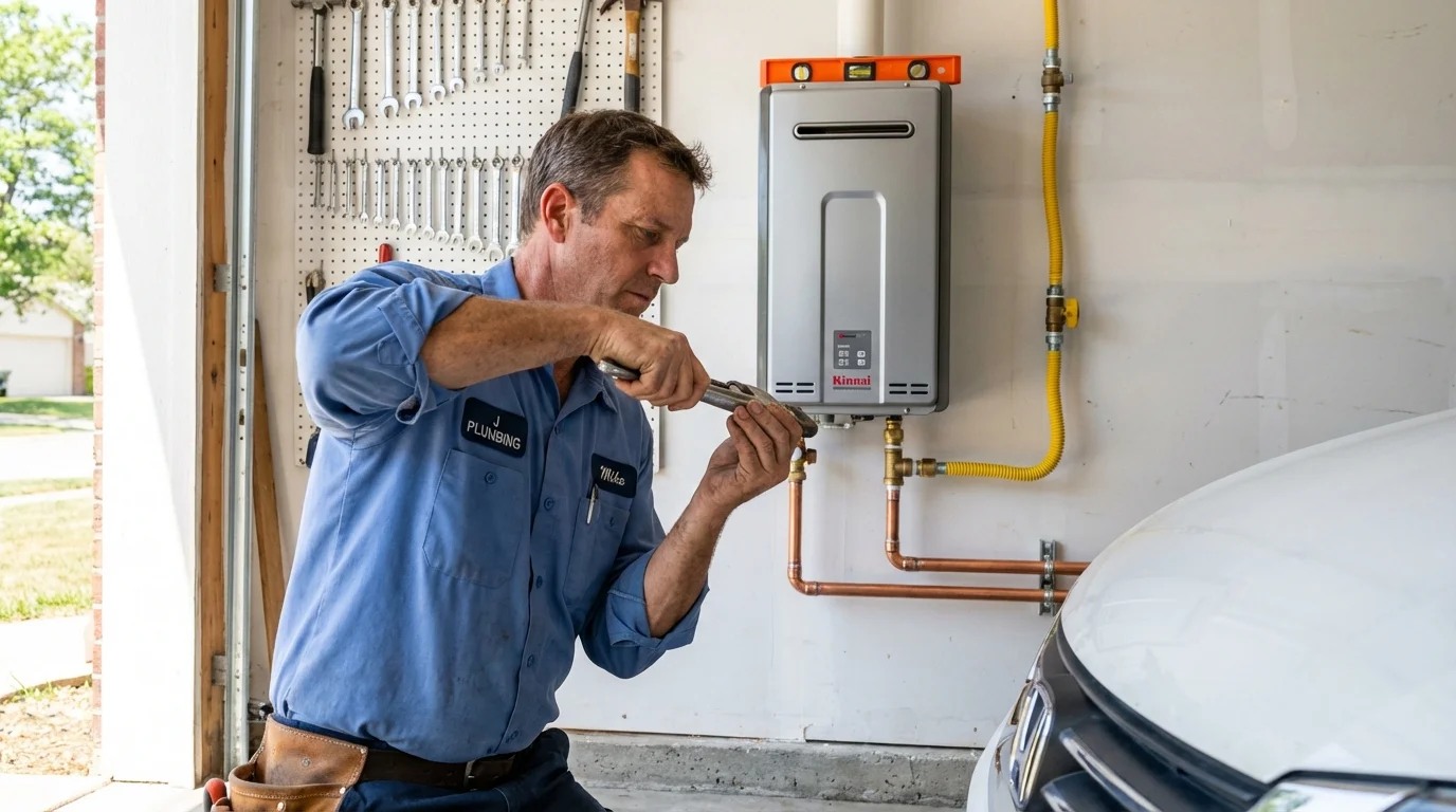 Tankless water heater installation by a Johns Plumbing LLC plumber in Plainview